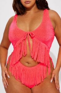 On Beach Time 1 Piece Swimsuit - Neon Coral sold by Fashion Nova