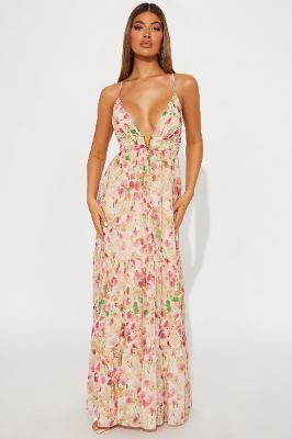 Valerie Floral Maxi Dress - Pink/combo sold by Fashion Nova