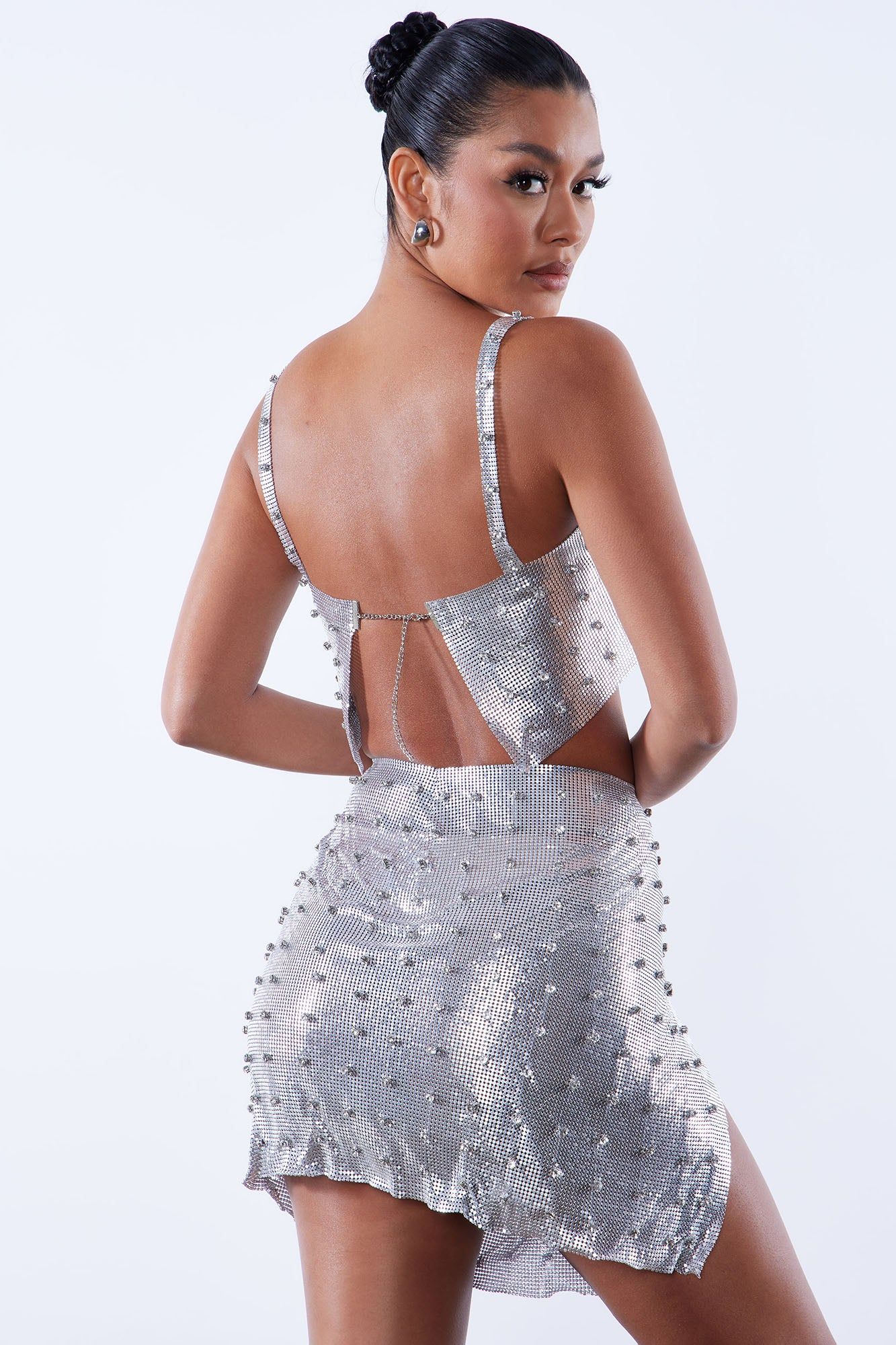 Blair Embellished Chainmail Skirt Set - Silver sold by Fashion Nova product image thumbnail 4