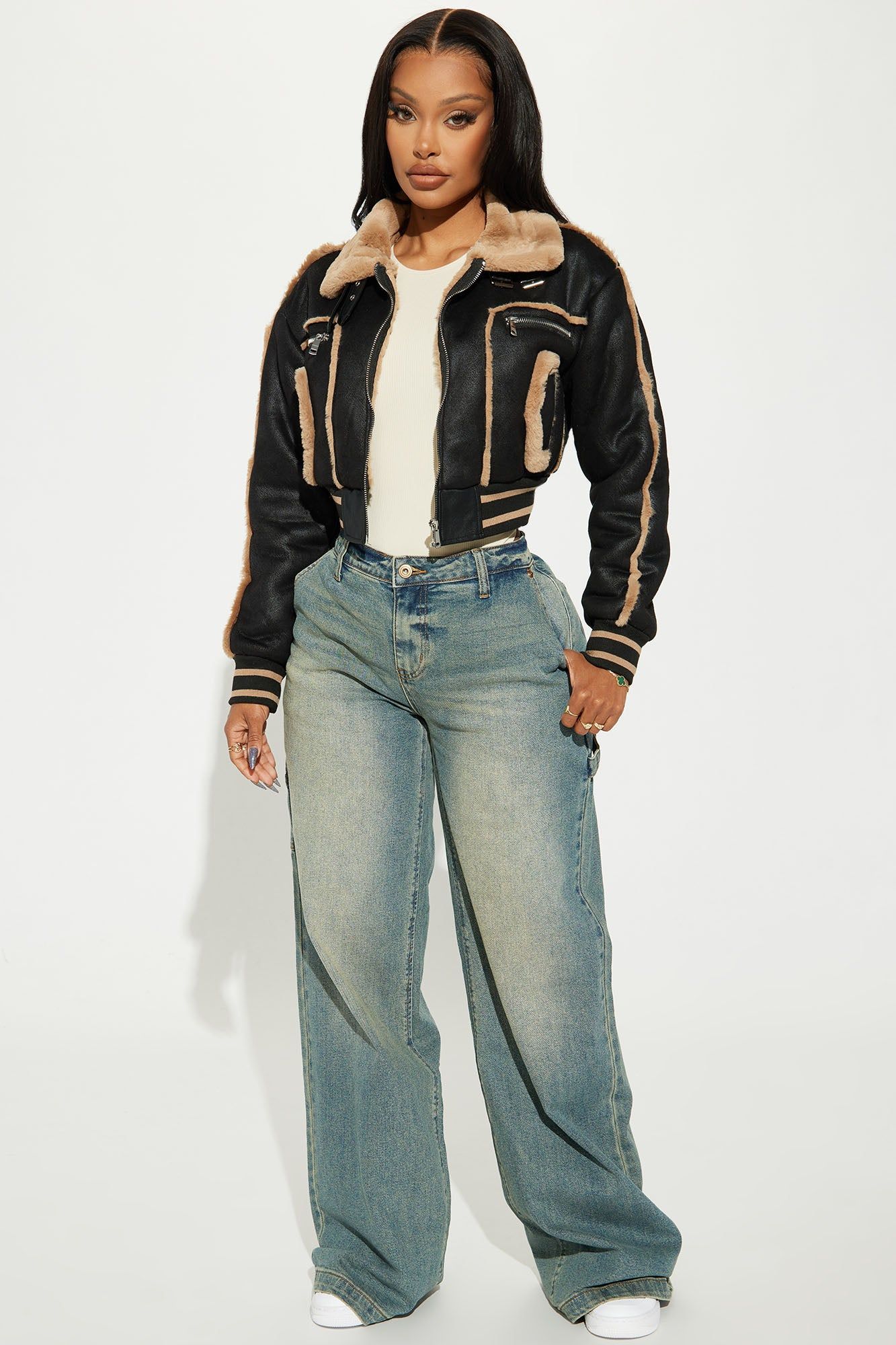 Fair Games Cropped Jacket - Khaki/combo sold by Fashion Nova product image thumbnail 2