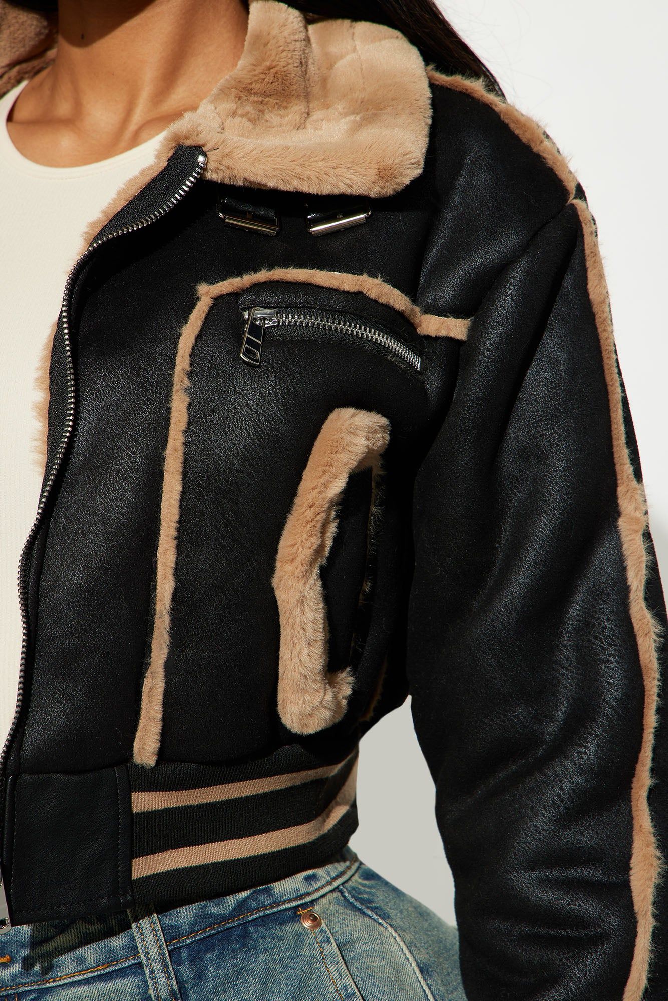 Fair Games Cropped Jacket - Khaki/combo sold by Fashion Nova product image thumbnail 3