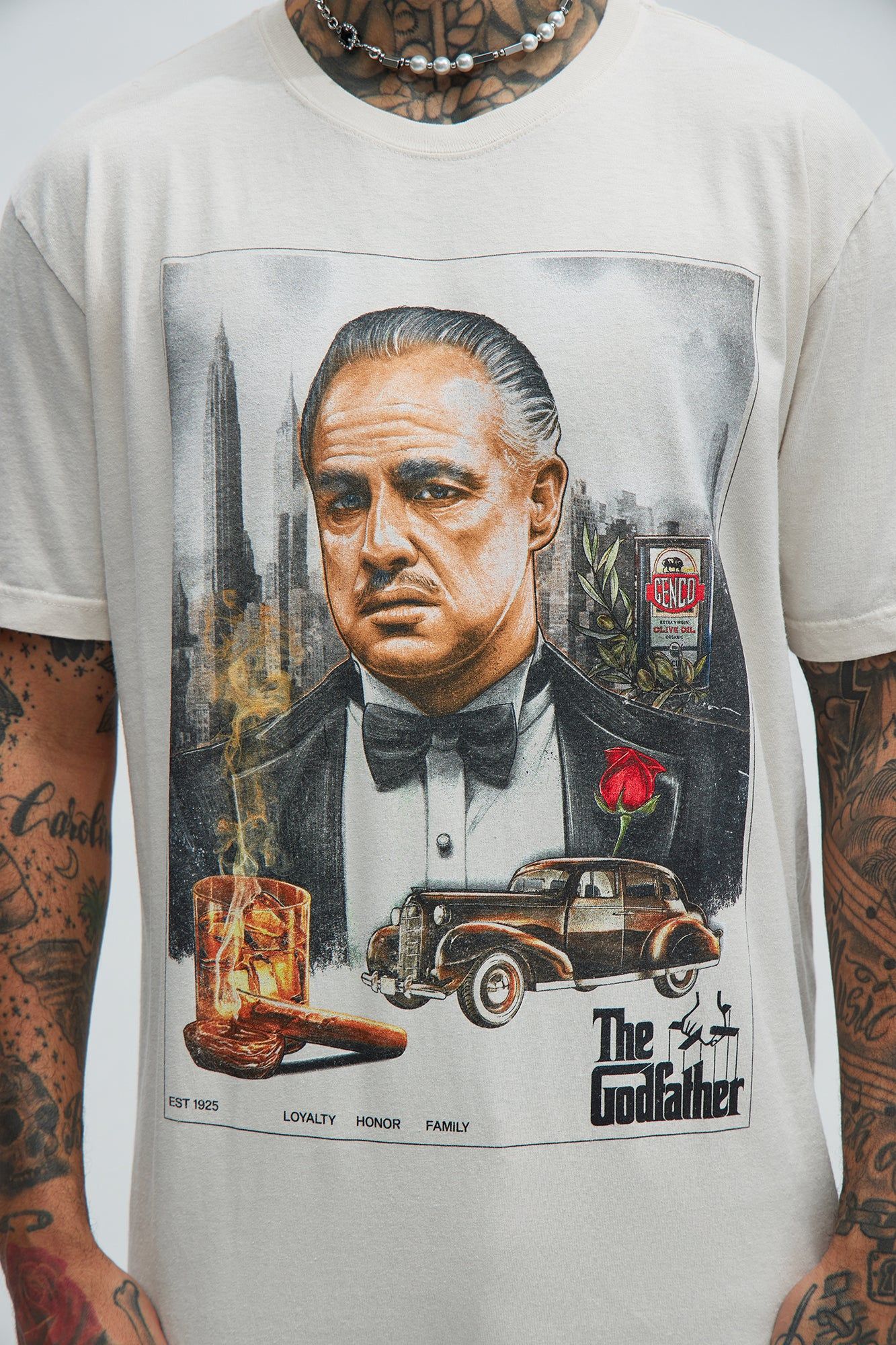 The Godfather Loyalty Honor Family Oversized Short Sleeve Tee - Beige sold by Fashion Nova product image thumbnail 3