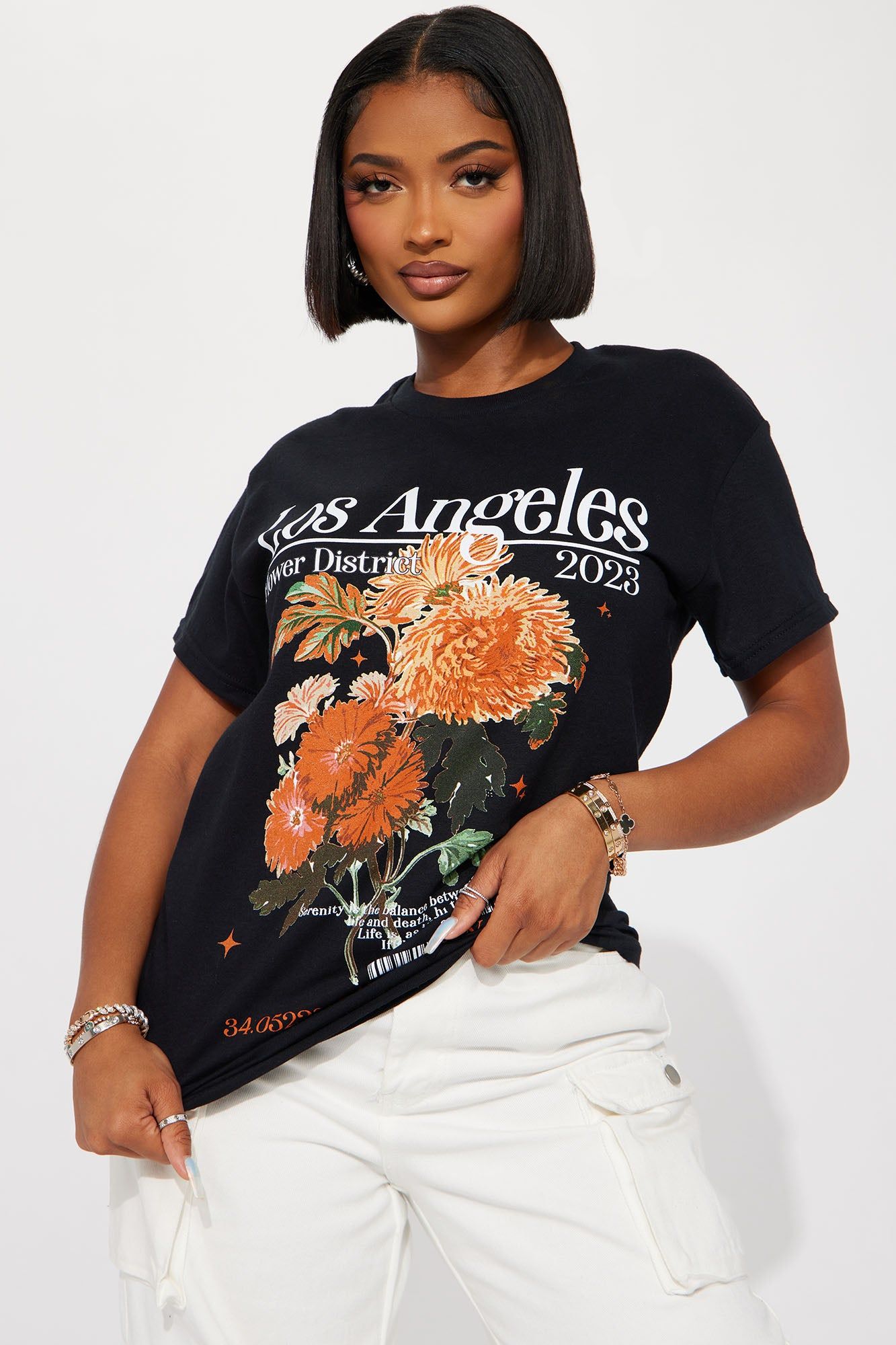 Bloom In Los Angeles Graphic Tee - Black sold by Fashion Nova