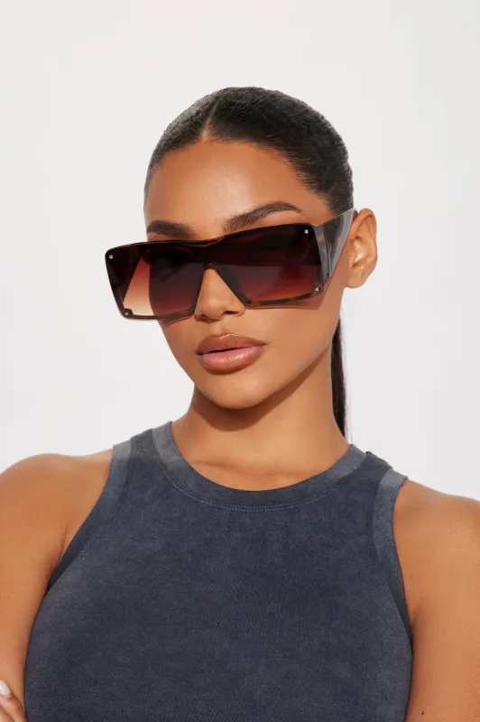 True Shield Sunglasses - Tortoise/Brown sold by Fashion Nova