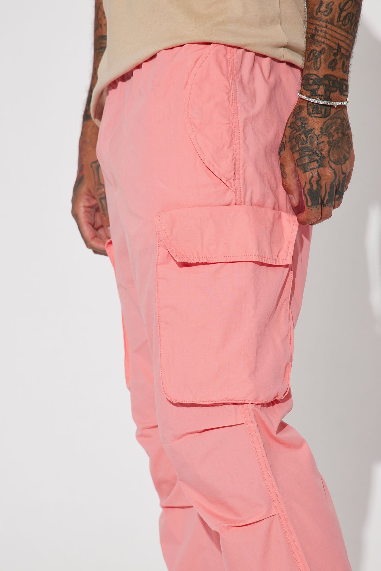 Slim Flare Cargo Parachute Pants - Pink sold by Fashion Nova product image thumbnail 4