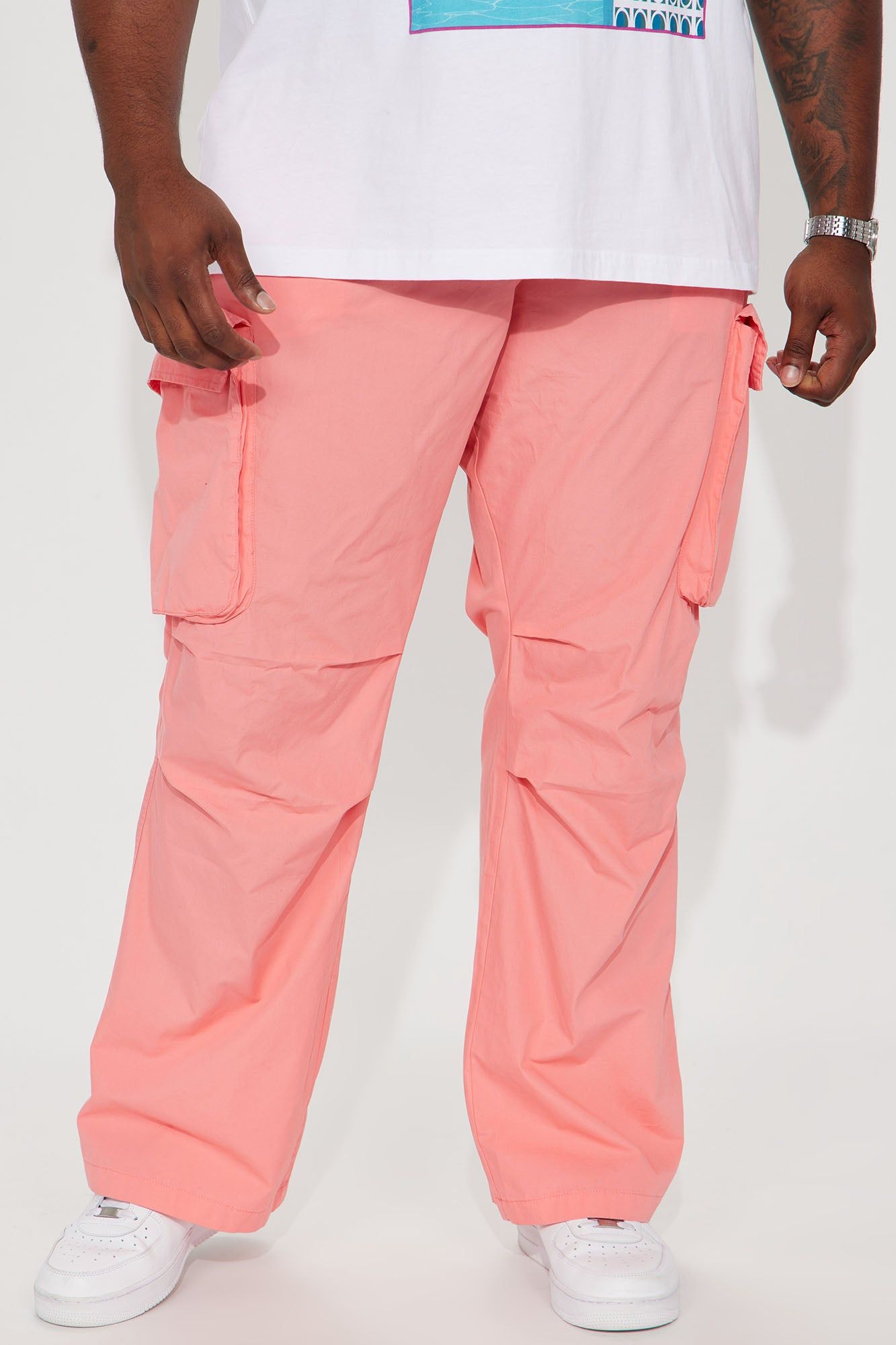 Slim Flare Cargo Parachute Pants - Pink sold by Fashion Nova product image thumbnail 2