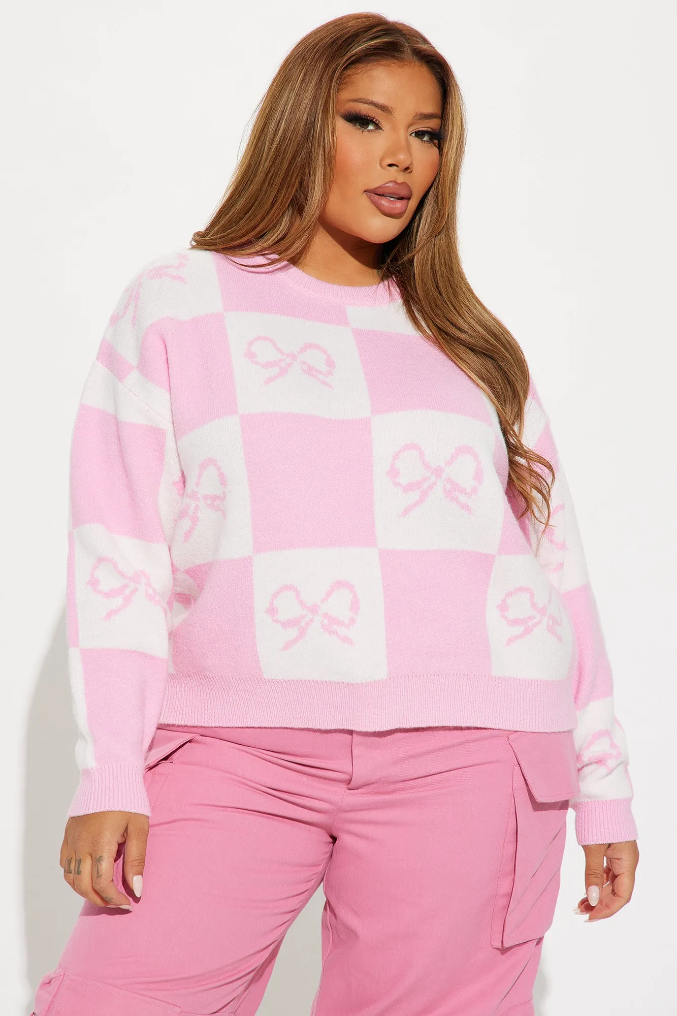 Wrapped In A Bow Sweater - Pink/combo sold by Fashion Nova product image thumbnail 4