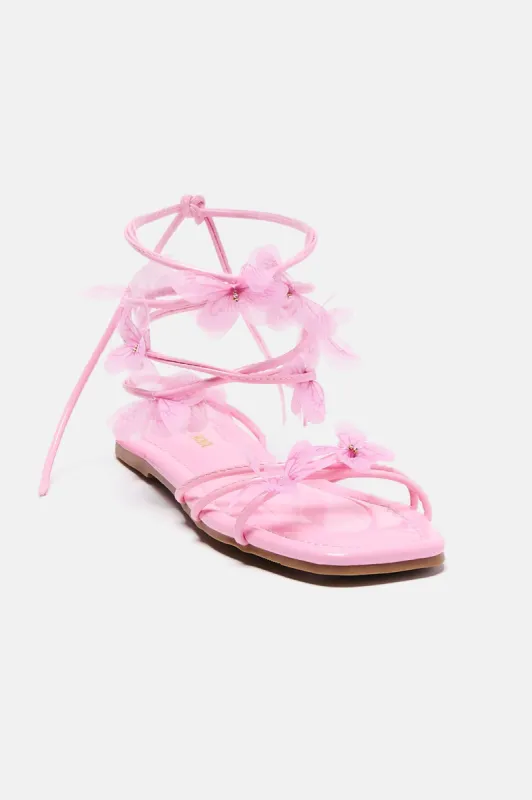 Let's Fly Away Flat Sandals - Pink sold by Fashion Nova