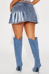 Aleza Pleated Denim Micro Mini Skirt - Medium Wash sold by Fashion Nova