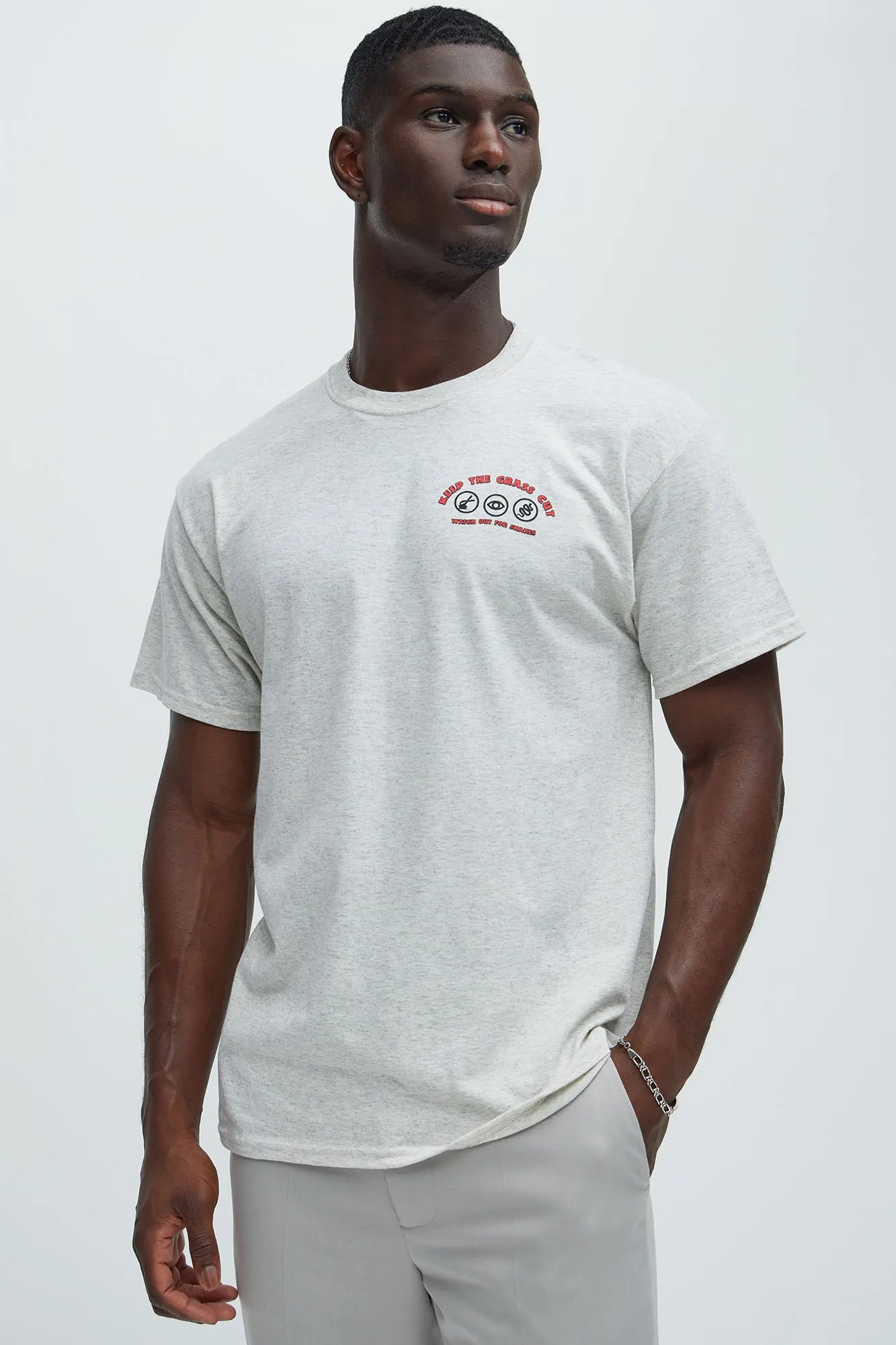 Keep The Grass Cut Short Sleeve Tee - Oatmeal sold by Fashion Nova