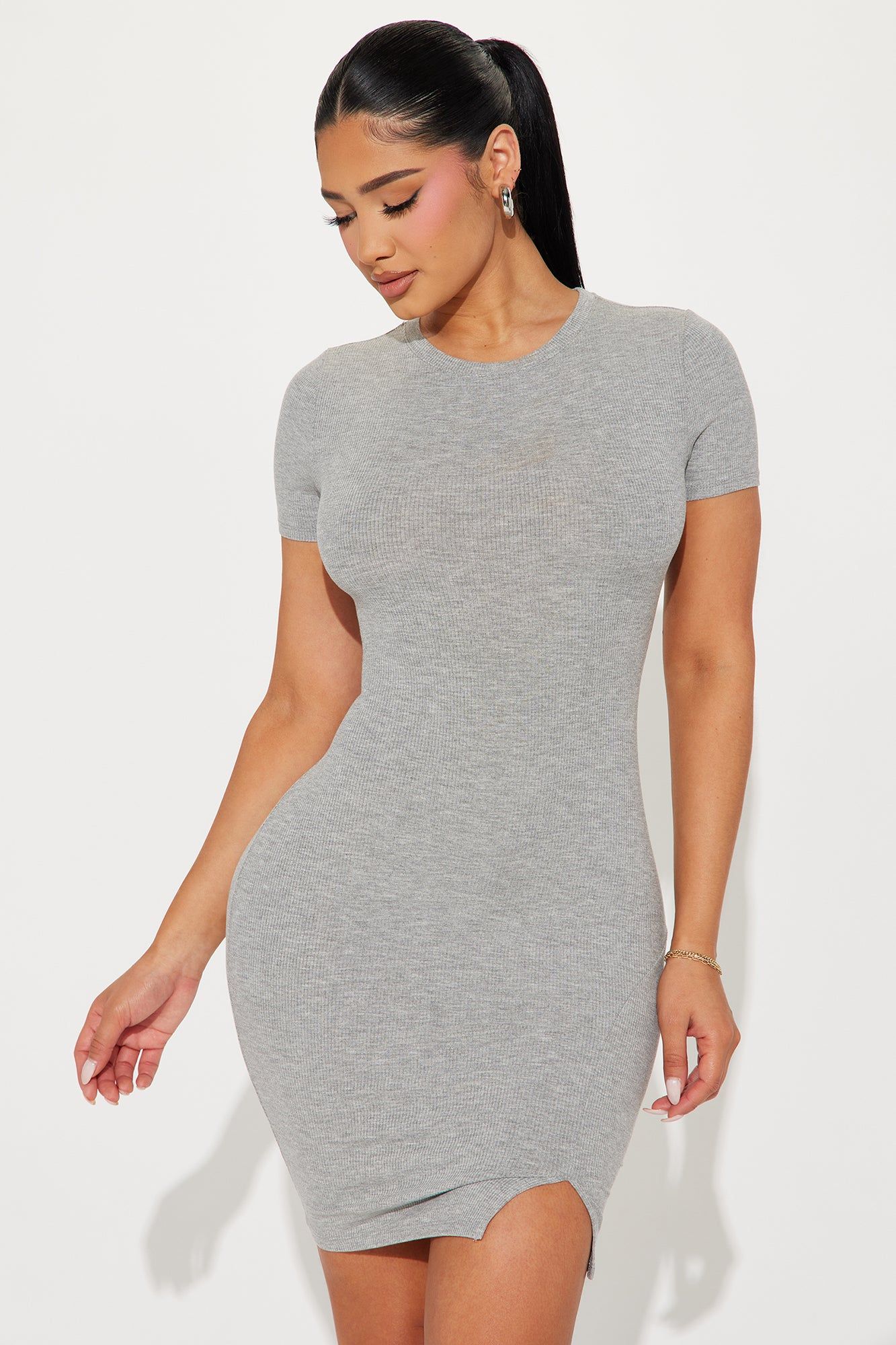 On My List Ribbed Mini Dress - Grey sold by Fashion Nova product image thumbnail 2