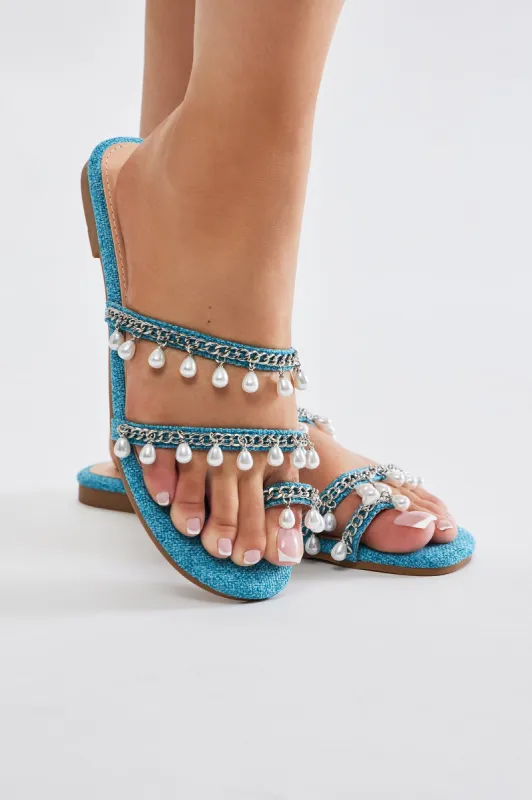 More Than That Flat Sandals - Denim sold by Fashion Nova