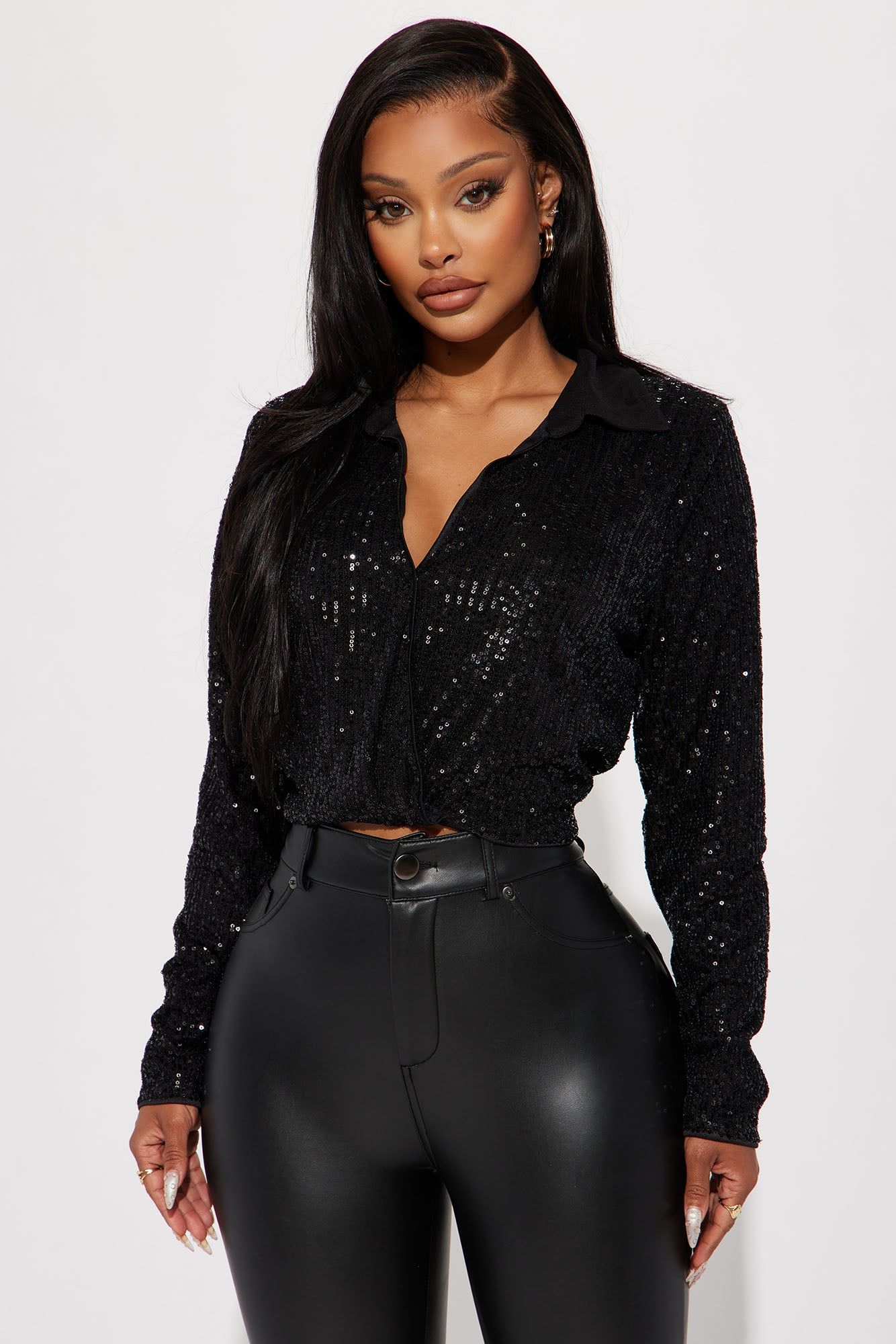 Scarlett Sequin Top - Black sold by Fashion Nova