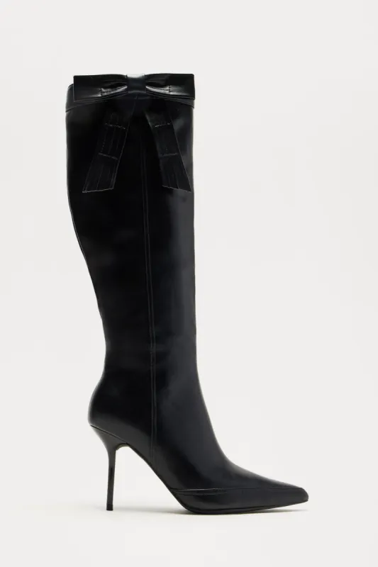 Oakley Bow Knee High Boots - Black sold by Fashion Nova