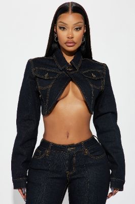 Pinegrove Cropped Denim Bolero Jacket - Dark Wash made by Fashion Nova