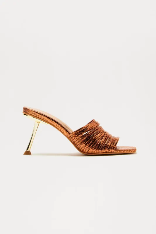 Nalya Metallic Mules - Rust sold by Fashion Nova