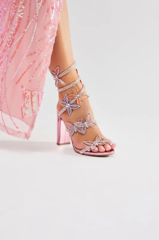 Like Brand New Wrap Up Heels - Pink sold by Fashion Nova