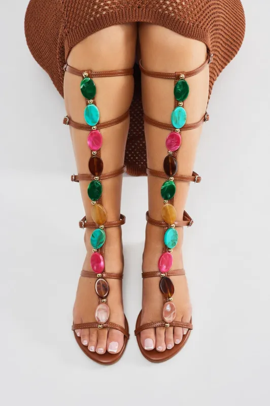 Nothing Like Me Gladiator Flat Sandals - Brown sold by Fashion Nova