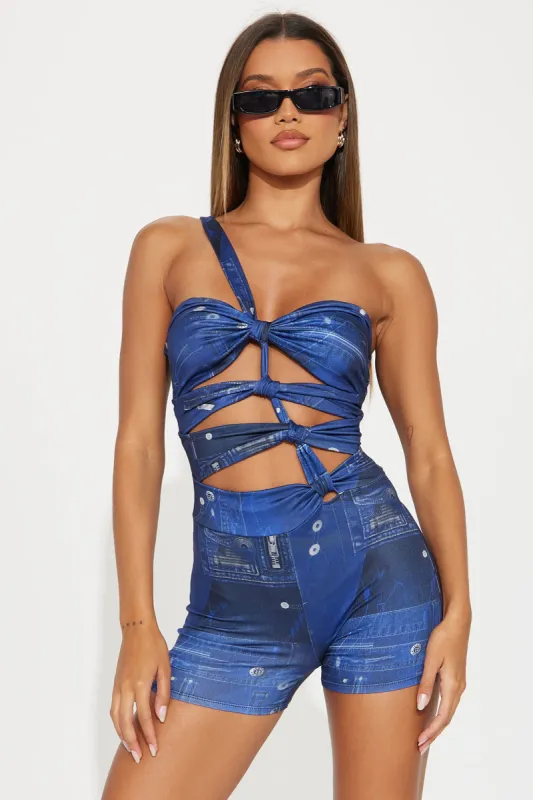 Thousand Ways Romper - Blue sold by Fashion Nova