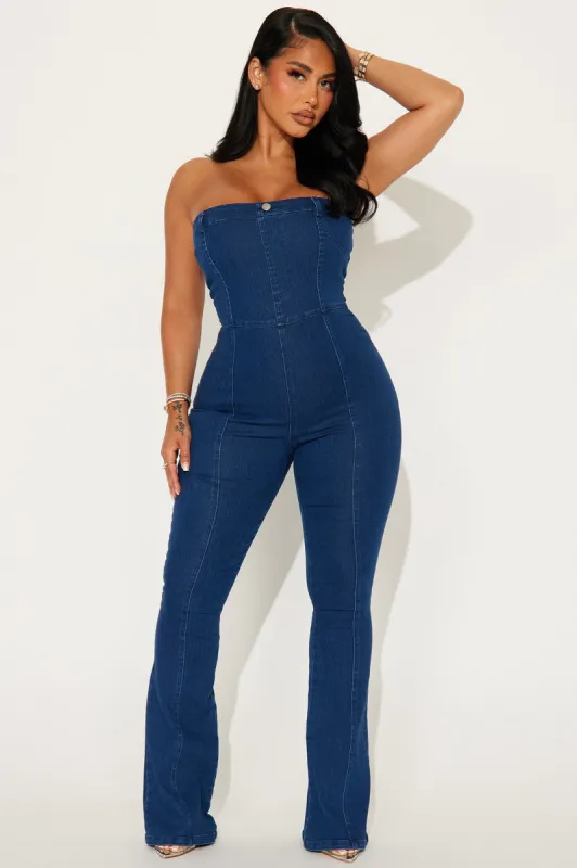 Don't Mention This Denim Jumpsuit  - Dark Wash sold by Fashion Nova