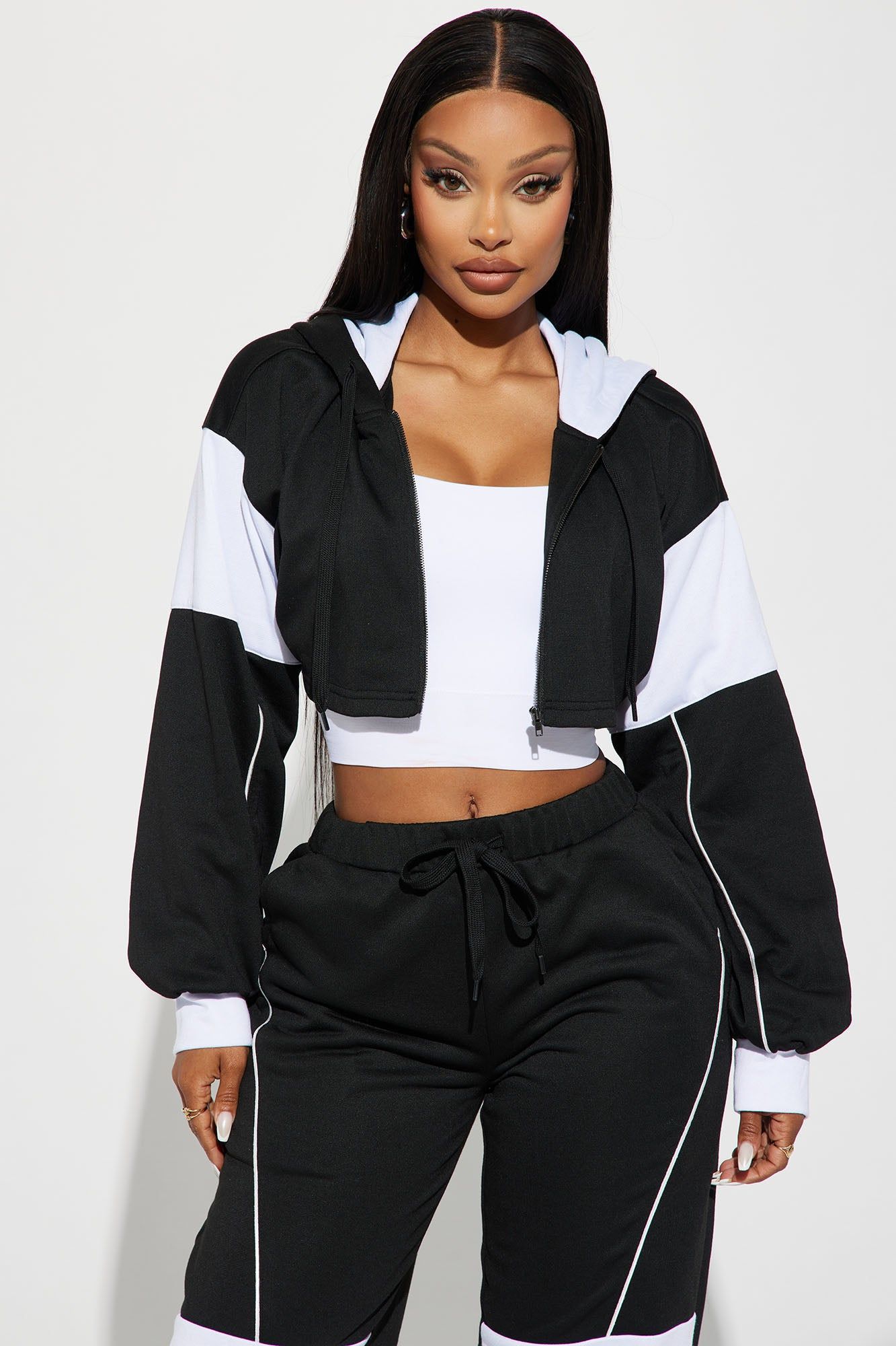 Sofia Color Block Lounge Hoodie - Black/combo sold by Fashion Nova