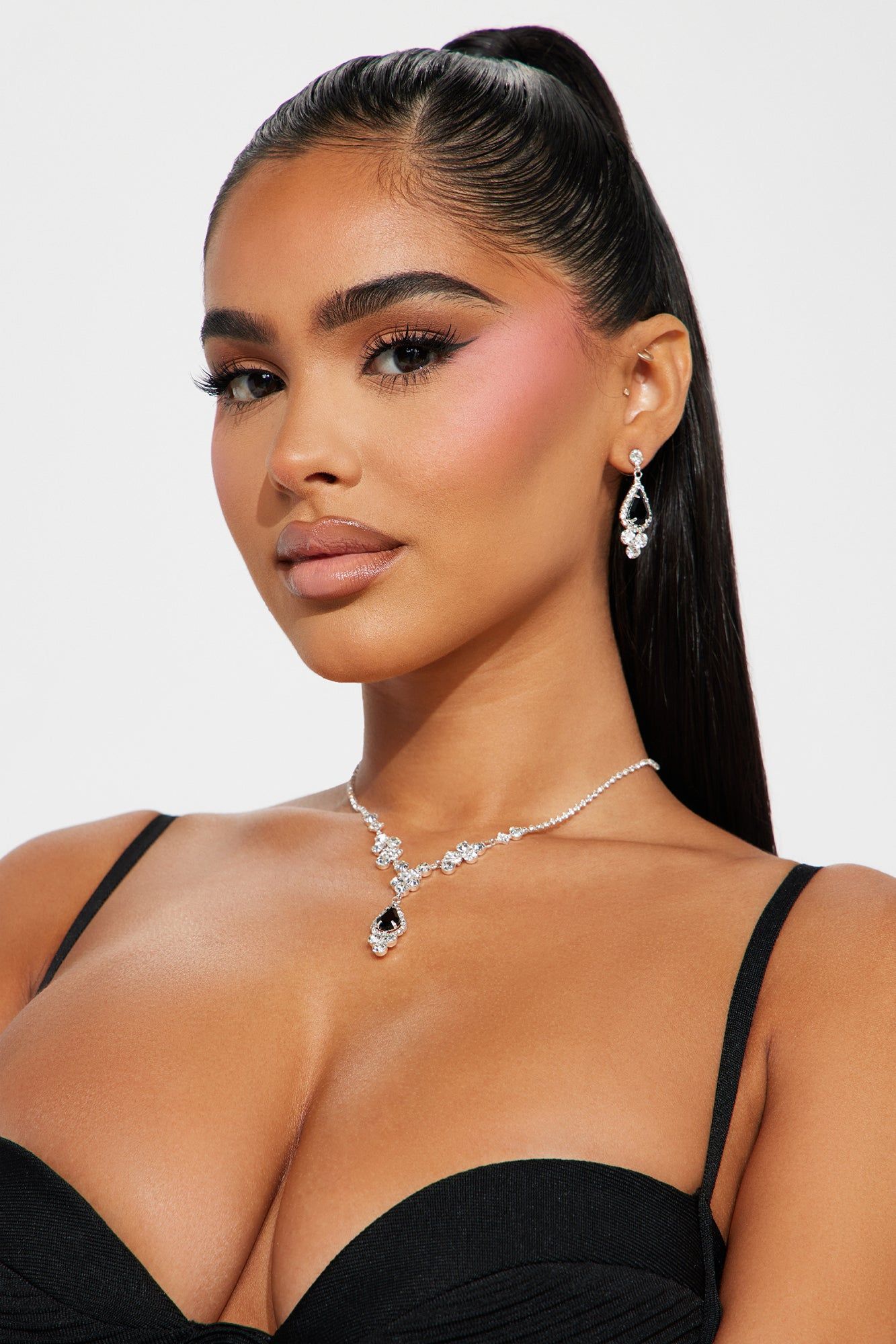 Enchanted Night Necklace And Earring Set - Silver/Black sold by Fashion Nova product image thumbnail 2