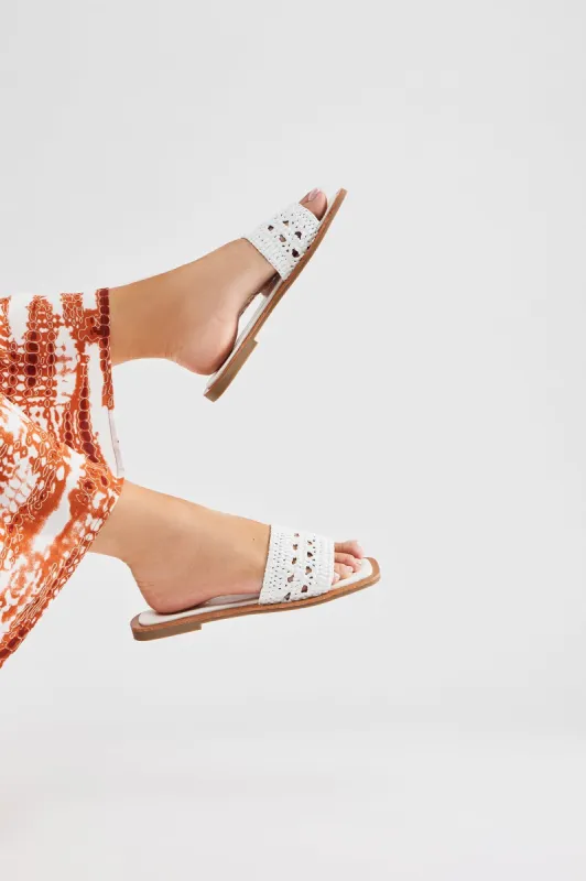 As Easy As That Flat Sandals - White sold by Fashion Nova