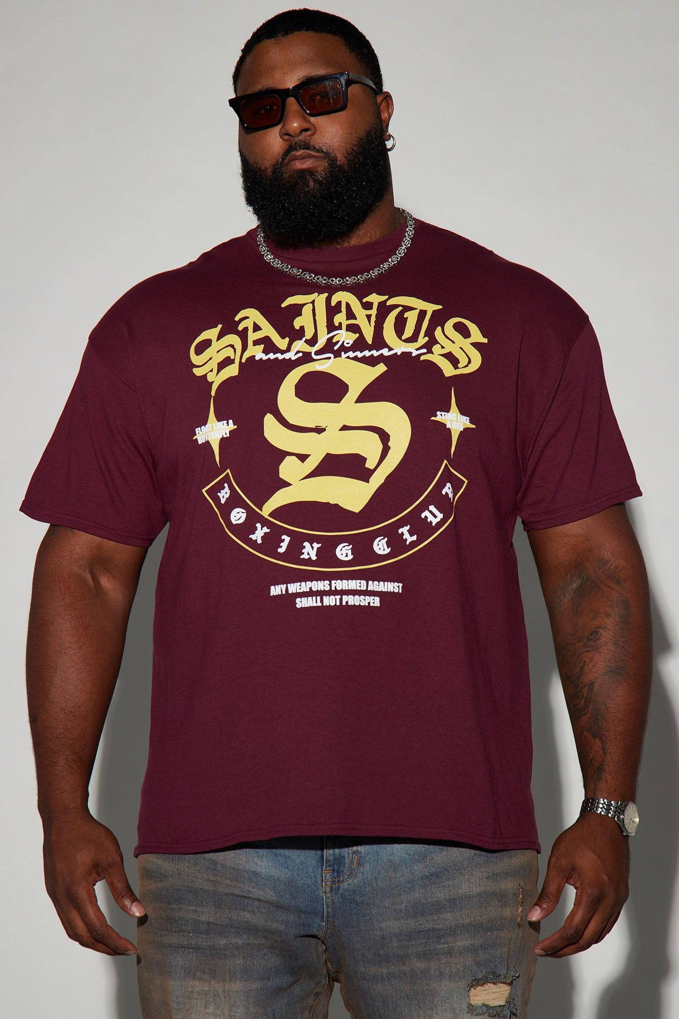 Saints Boxing Club Short Sleeve Tee - Burgundy sold by Fashion Nova product image thumbnail 4