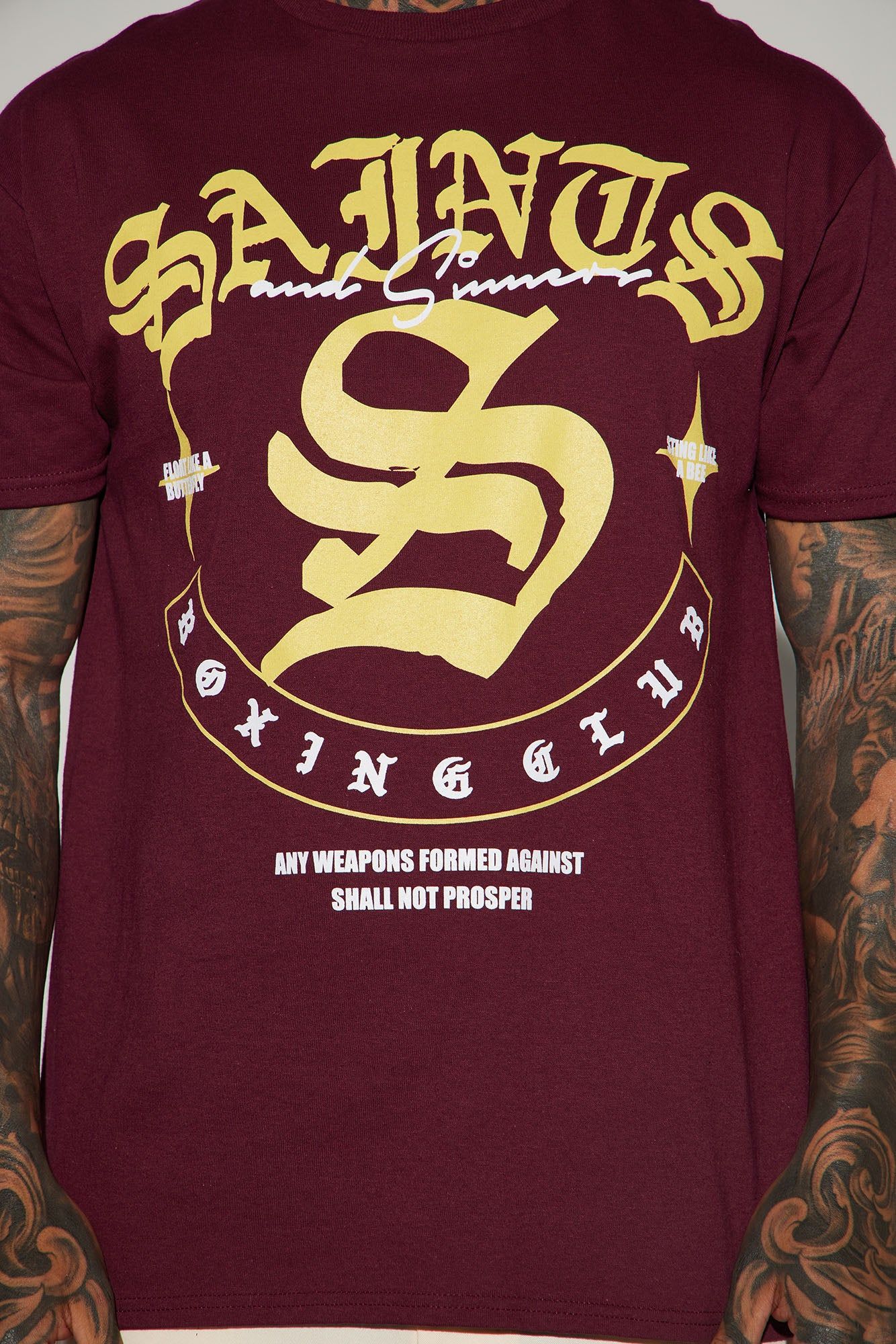 Saints Boxing Club Short Sleeve Tee - Burgundy sold by Fashion Nova product image thumbnail 3