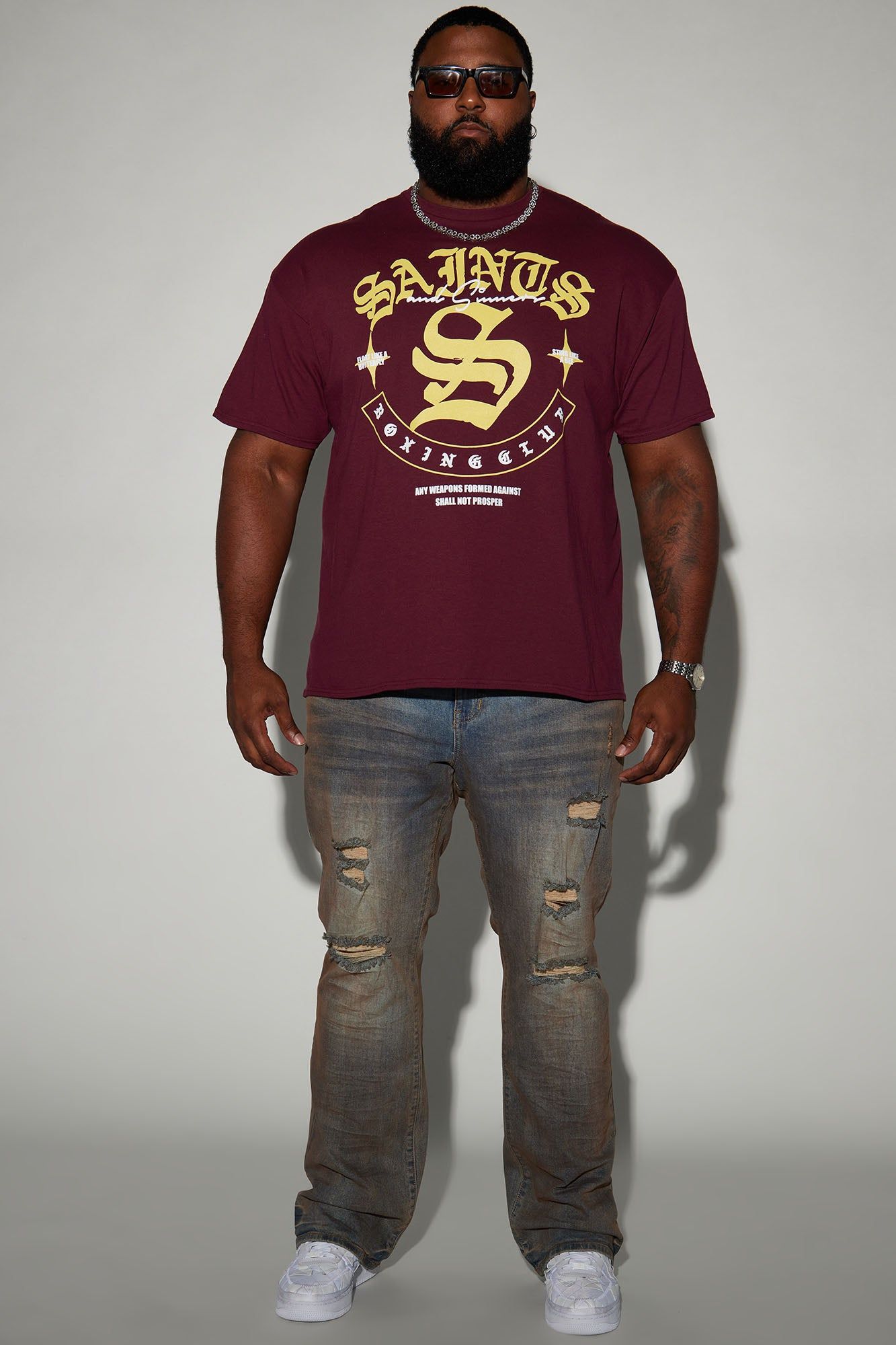 Saints Boxing Club Short Sleeve Tee - Burgundy sold by Fashion Nova product image thumbnail 5