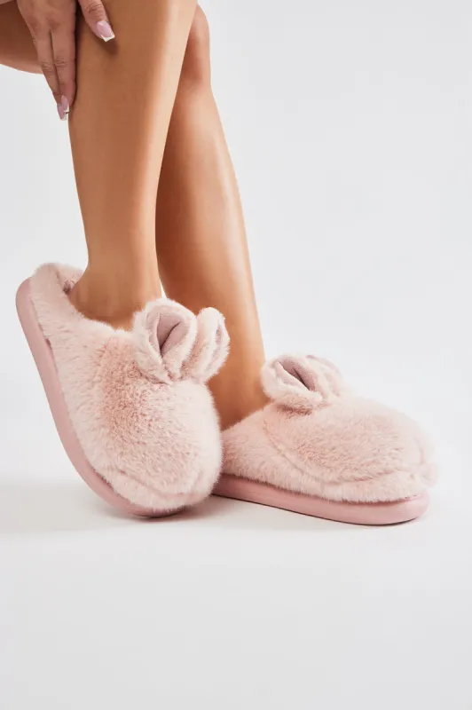 Fluffy Bunny Slippers - Pink sold by Fashion Nova