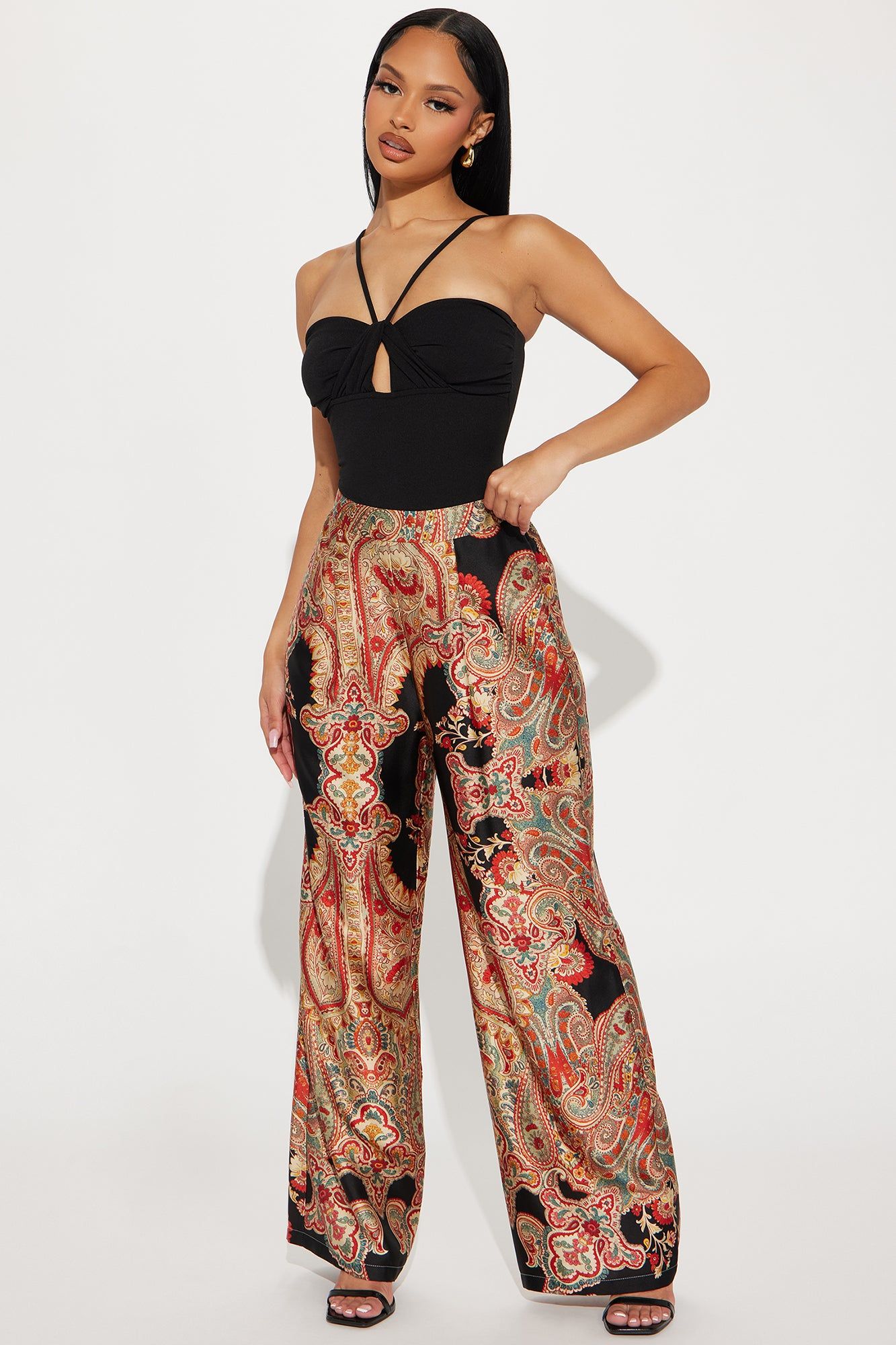 Goddess Satin Wide Leg Pant - Red/combo sold by Fashion Nova