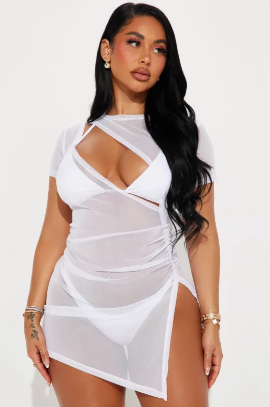 Girls Just Wanna Have Sun Slit Cover Up Dress - White sold by Fashion Nova