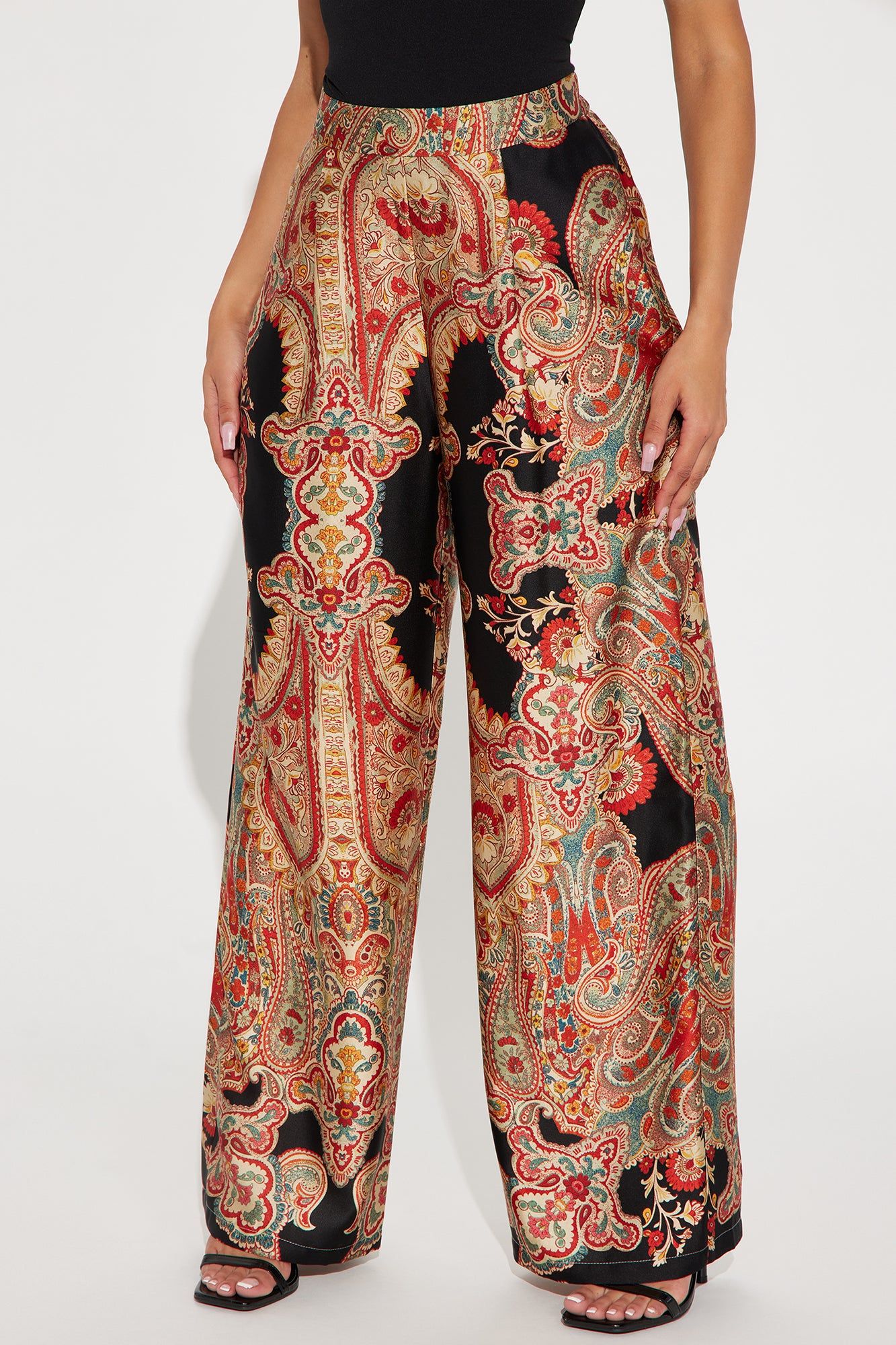 Goddess Satin Wide Leg Pant - Red/combo sold by Fashion Nova product image thumbnail 2