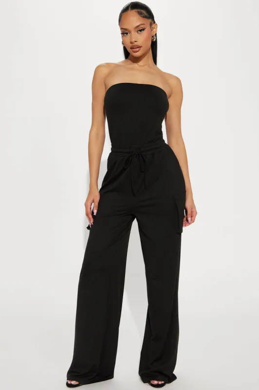 Alex Cargo Jumpsuit - Black sold by Fashion Nova