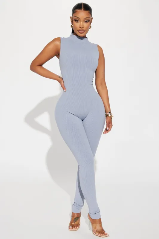 Amber Snatched Jumpsuit - Slate Grey sold by Fashion Nova