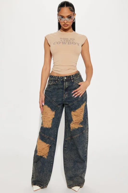 Like You Wouldn't Believe Ripped Baggy Jeans - Dark Wash sold by Fashion Nova