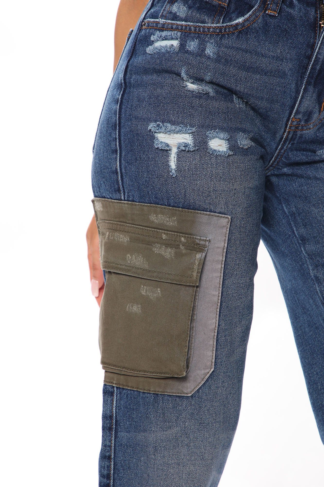 Work It Cargo Jeans - Dark Wash sold by Fashion Nova product image thumbnail 3