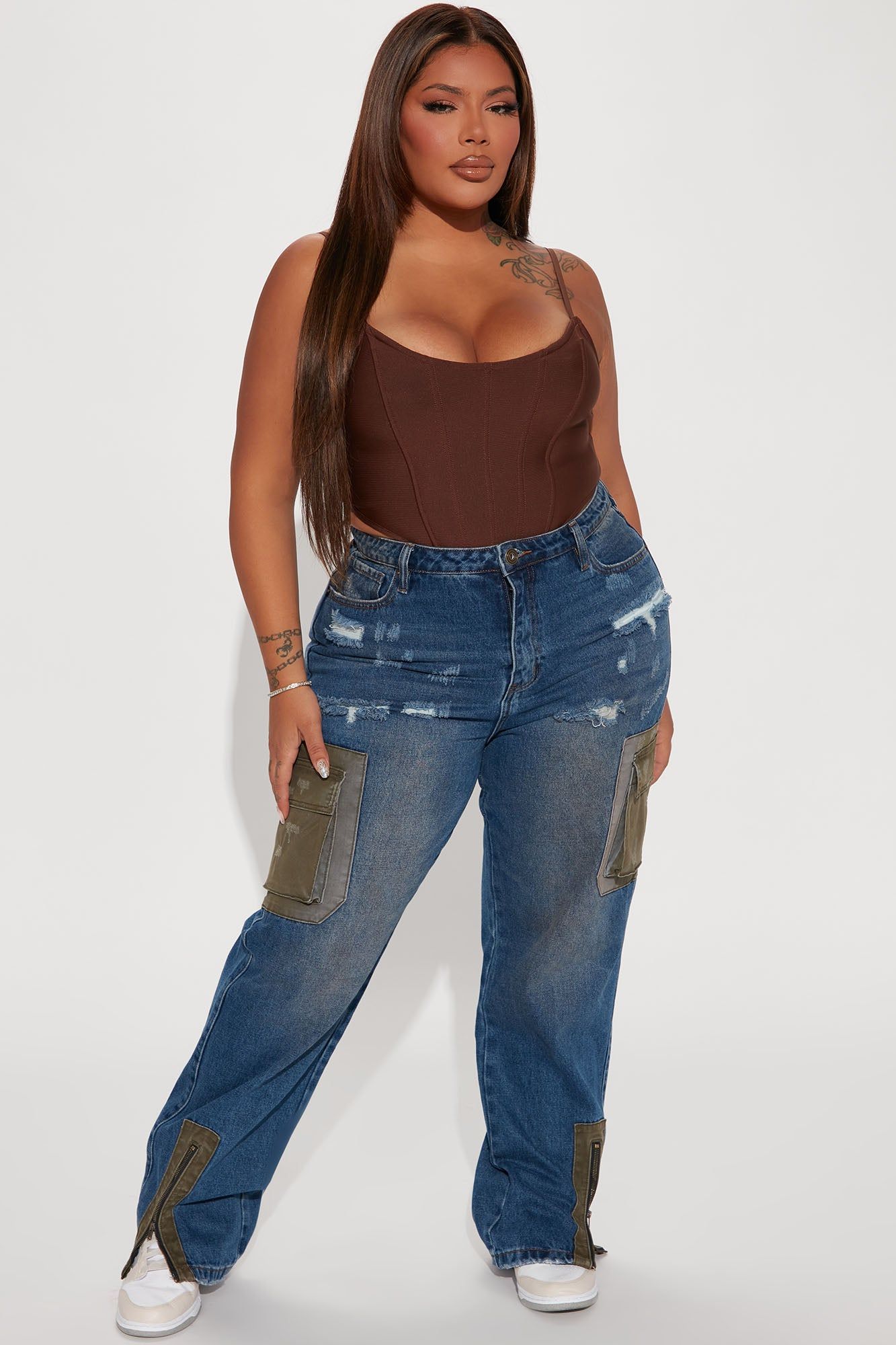 Work It Cargo Jeans - Dark Wash sold by Fashion Nova product image thumbnail 6