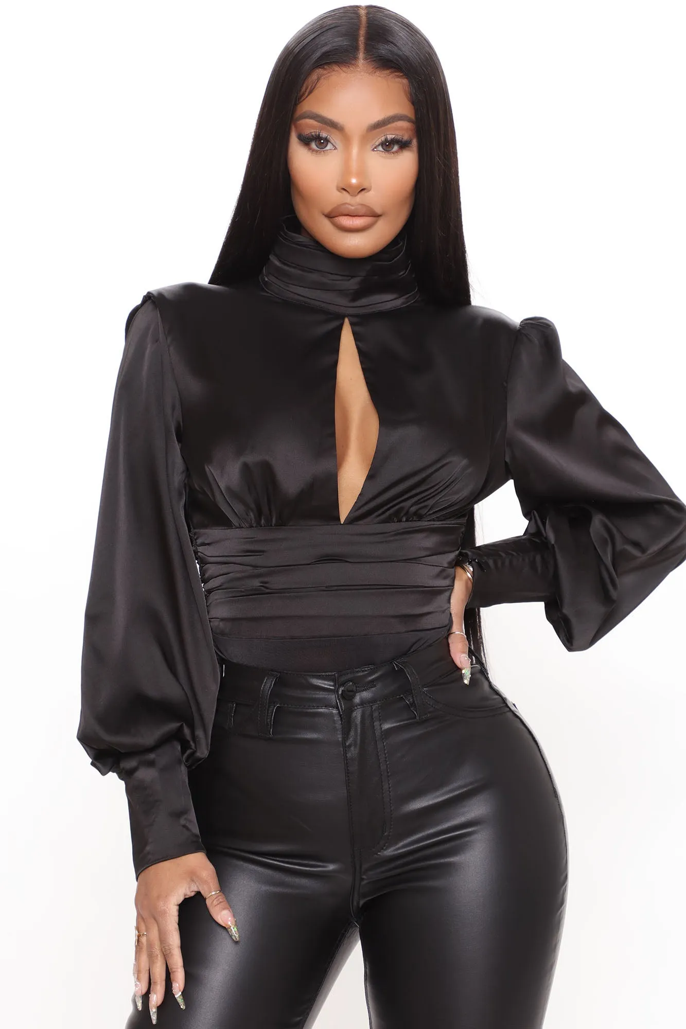 No Secrets Kept Satin Bodysuit - Black sold by Fashion Nova product image thumbnail 3