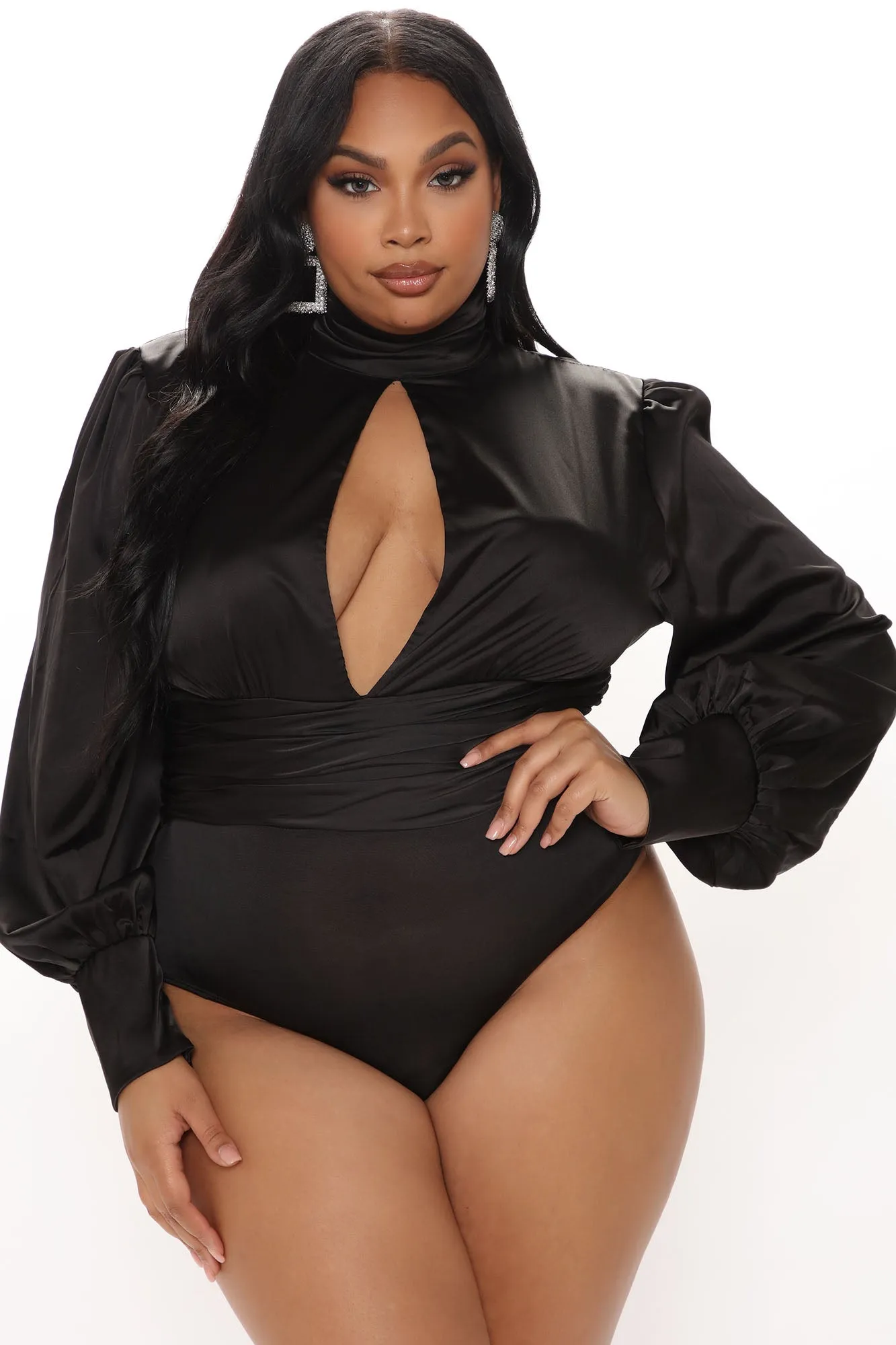 No Secrets Kept Satin Bodysuit - Black sold by Fashion Nova product image thumbnail 5