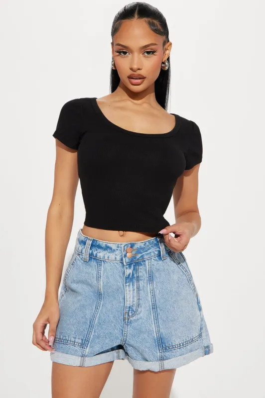 Amelia Scoop Neck Top - Black sold by Fashion Nova