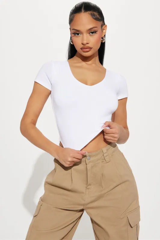 Venus V-Neck Double Layered Tee - White sold by Fashion Nova
