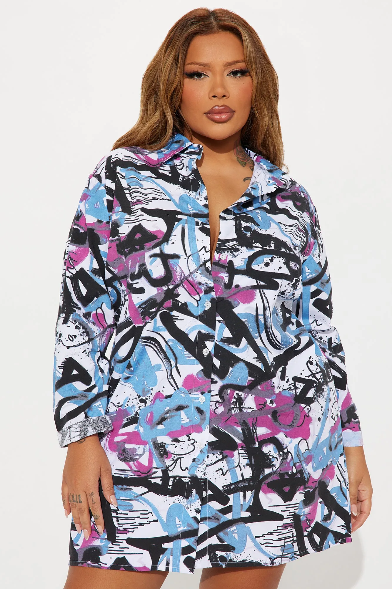 Street Style Mini Shirt Dress - Multi Color sold by Fashion Nova product image thumbnail 5