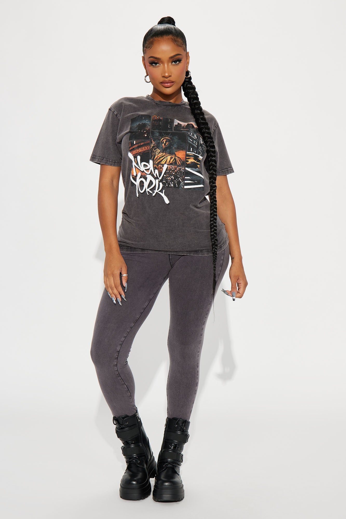 New York Mineral Wash Legging Set - Black sold by Fashion Nova