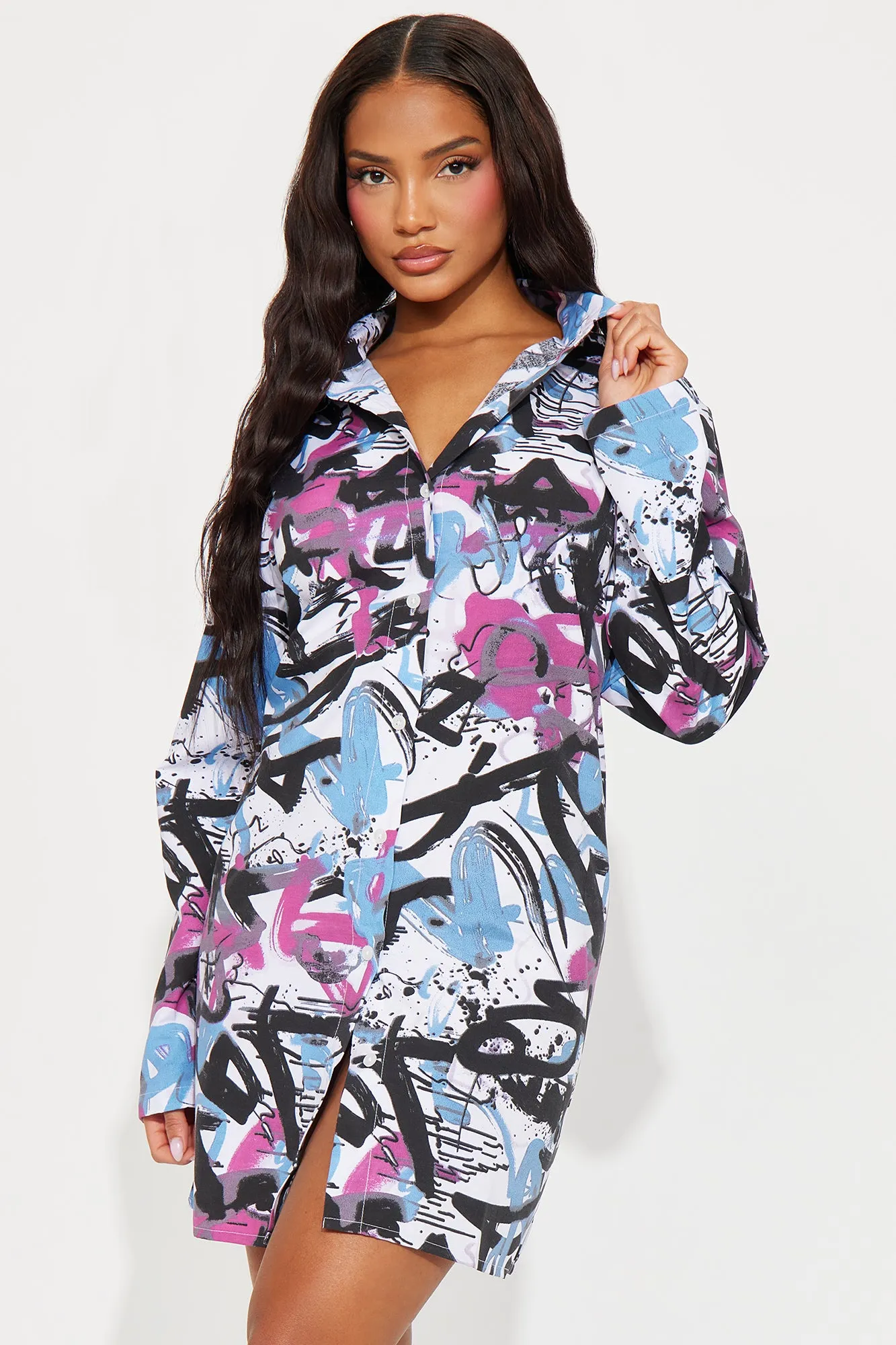 Street Style Mini Shirt Dress - Multi Color sold by Fashion Nova