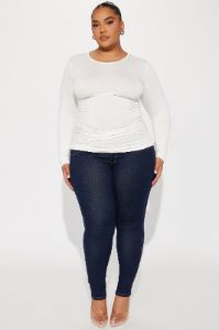 Raven Ruched Top - Off White sold by Fashion Nova