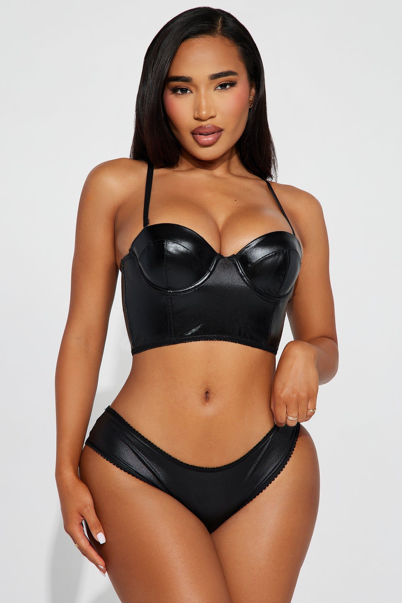 Don't Call Me Faux Leather 2 Piece Set - Black sold by Fashion Nova