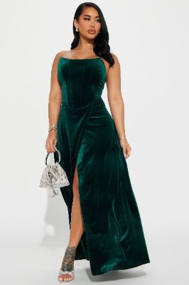 Leila Velvet Maxi Dress - Hunter sold by Fashion Nova
