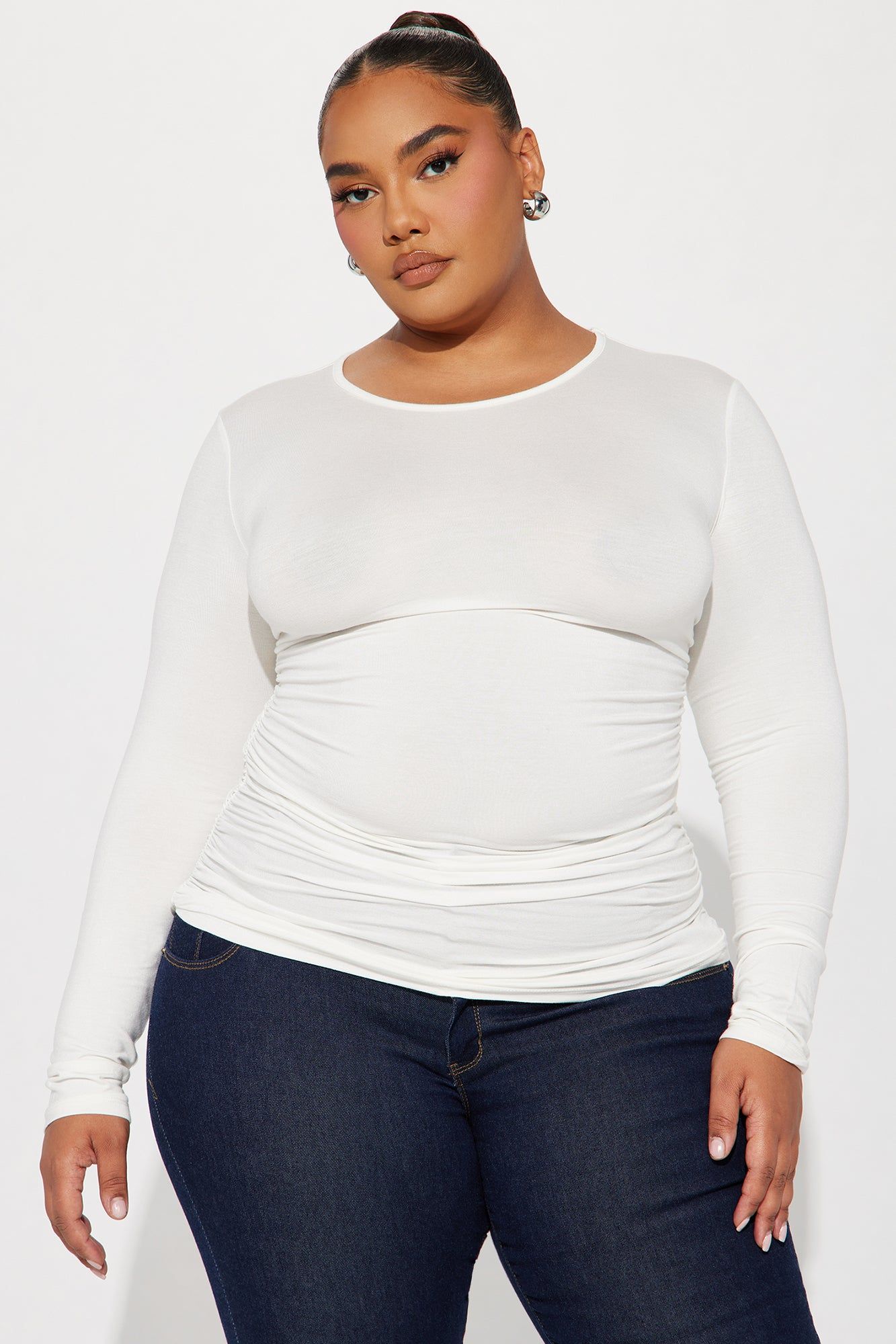 Raven Ruched Top - Off White sold by Fashion Nova product image thumbnail 4